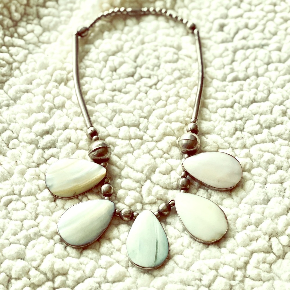 Iridescent shell necklace